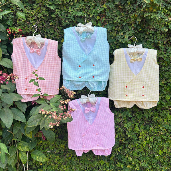 gingham pattern stylish baba suit