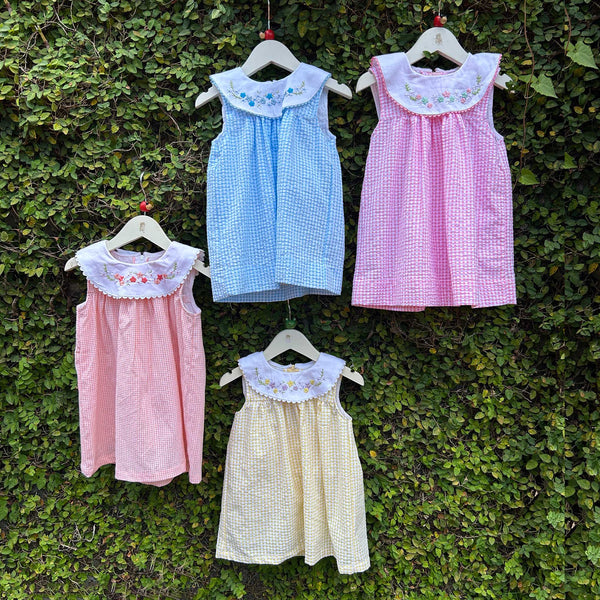 embroidered gingham dress for little princesses
