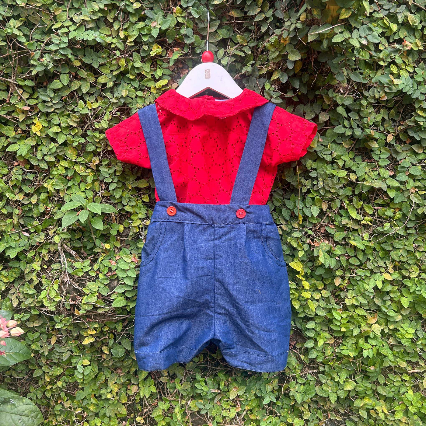 denim baby romper set 