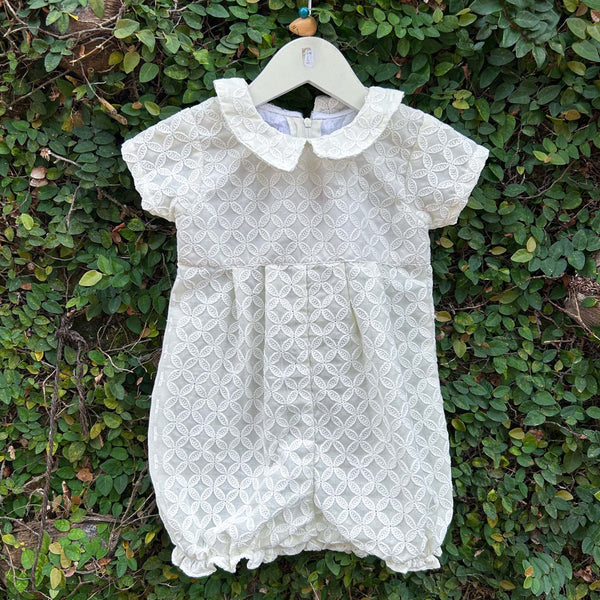 white embroidered classic romper