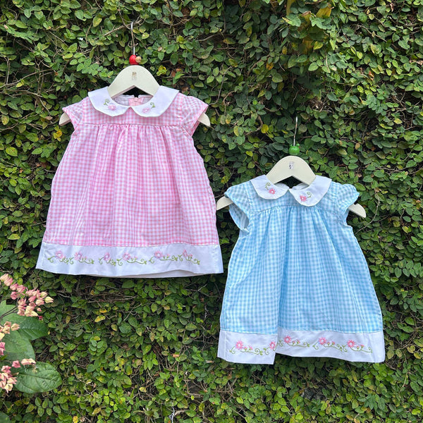 gingham collared baby dress