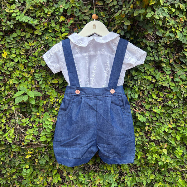 denim baby romper set