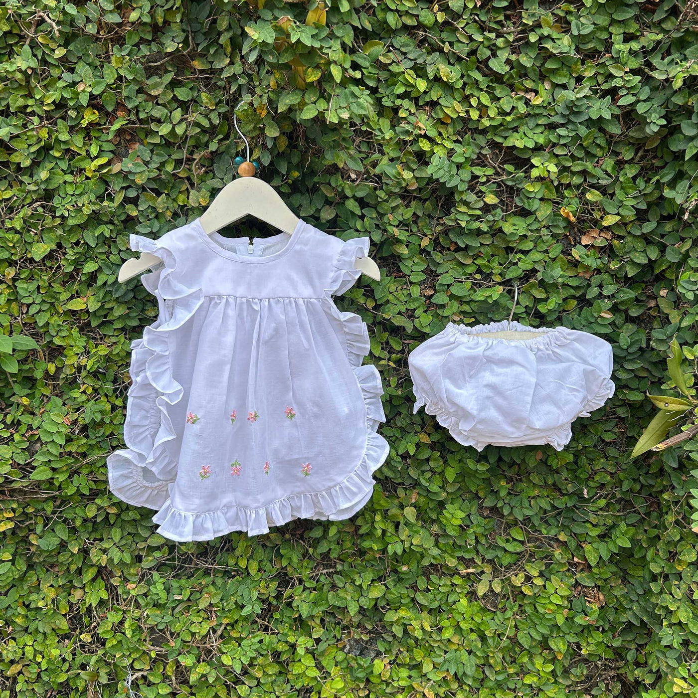 white floral embroidered baby dress