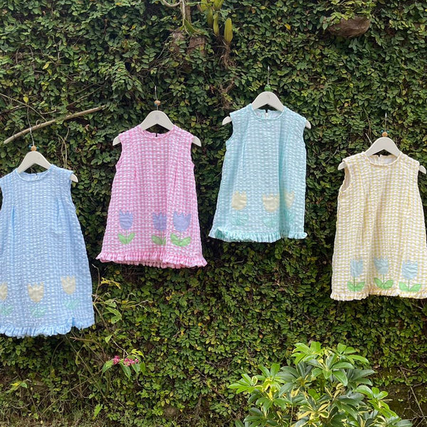 cotton sleeveless applique dress