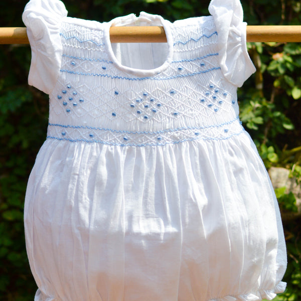 smocked cotton baby romper