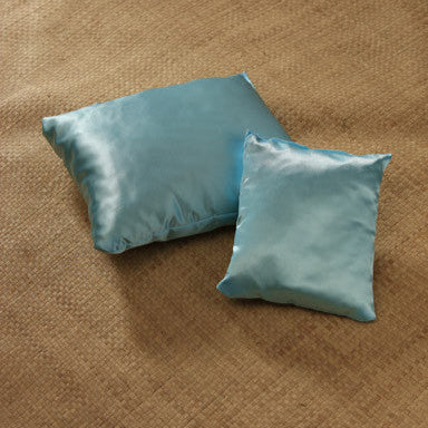 Blue Satin Square Pillows