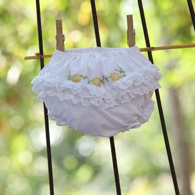 Flowery Yellow Embroidered Panties