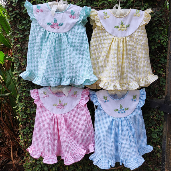 high yoke embroidered baby dress
