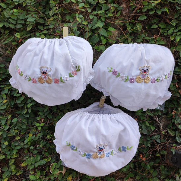 embroidered teddy baby cotton panties