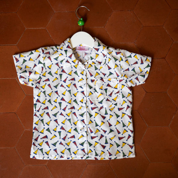 Colourful Cap Prints Cotton Shirt
