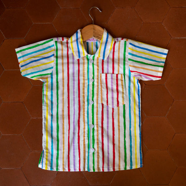 multicolour boys cotton shirt