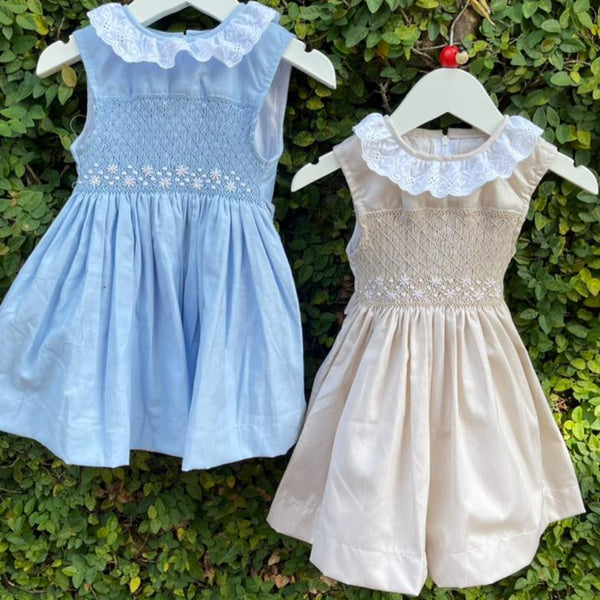 sleeveless smocking baby dresses 